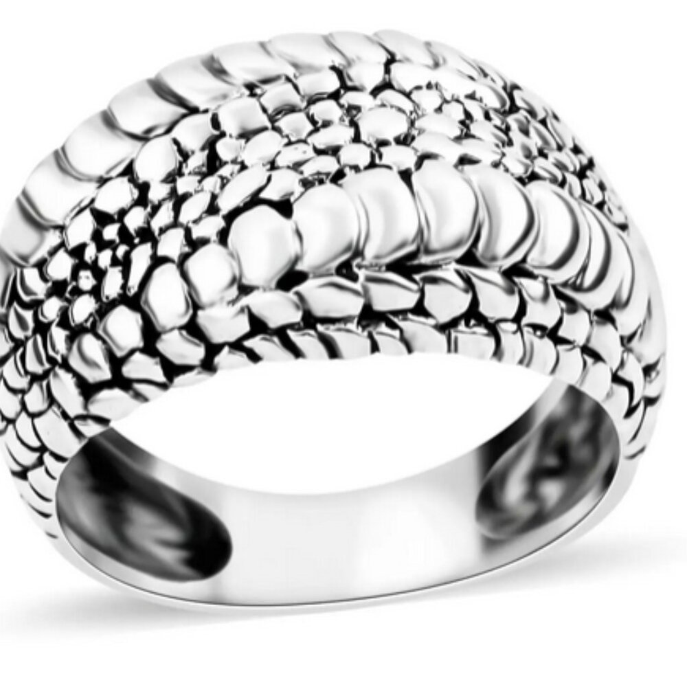 Bali Legacy STERLING SILVER DRAGON Skin Pattern Ring Sz 7 Marked 925 Appr $180